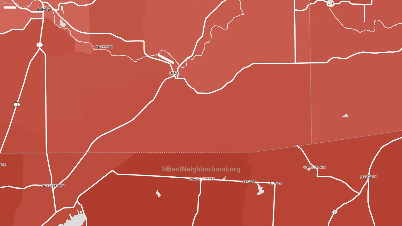 Butler, OH block-group political-lean map