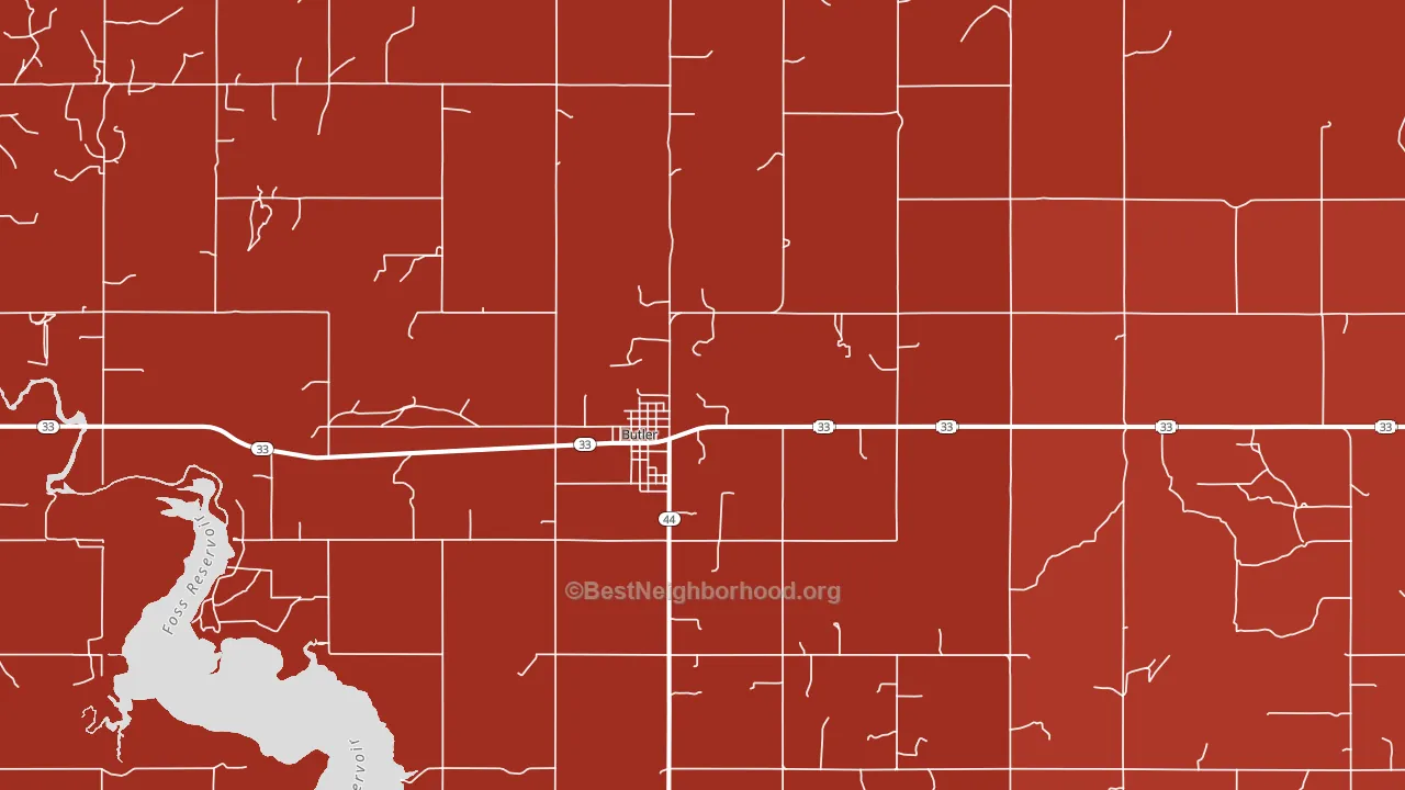 Butler, OK block-group political-lean map