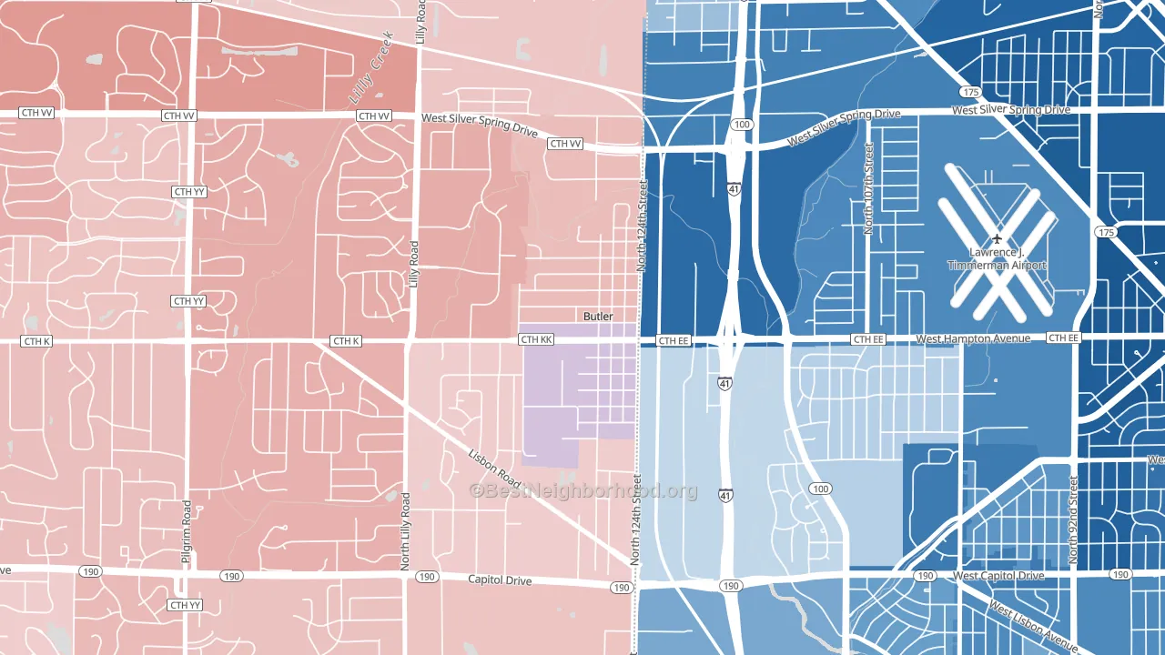Butler, WI block-group political-lean map