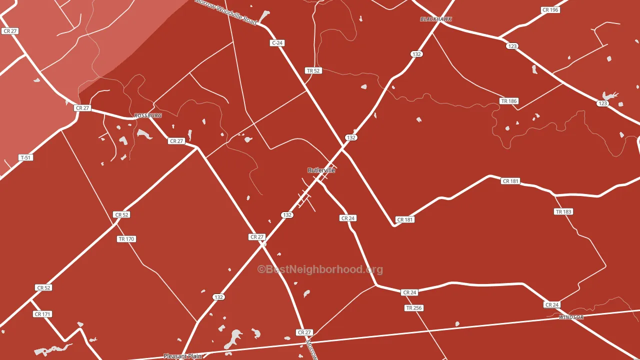 Butlerville, OH block-group political-lean map