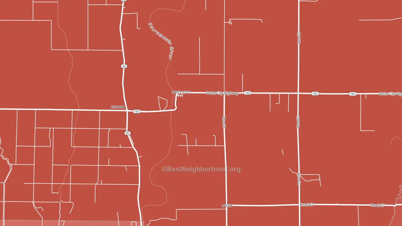 Butte City, CA block-group political-lean map