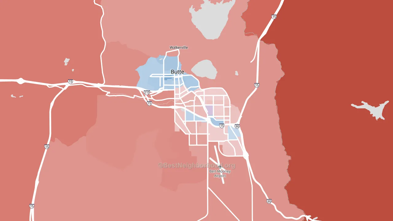 Butte, MT block-group political-lean map
