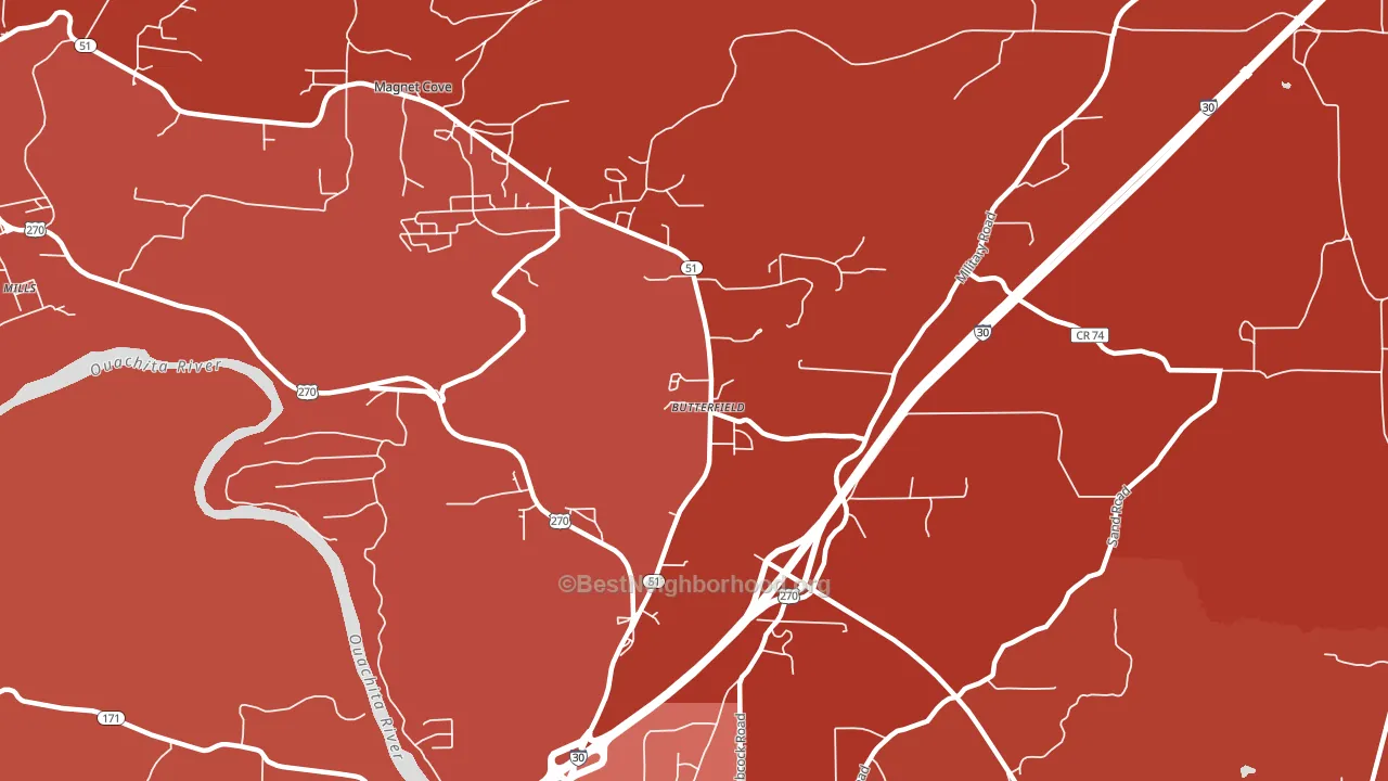 Butterfield, AR block-group political-lean map