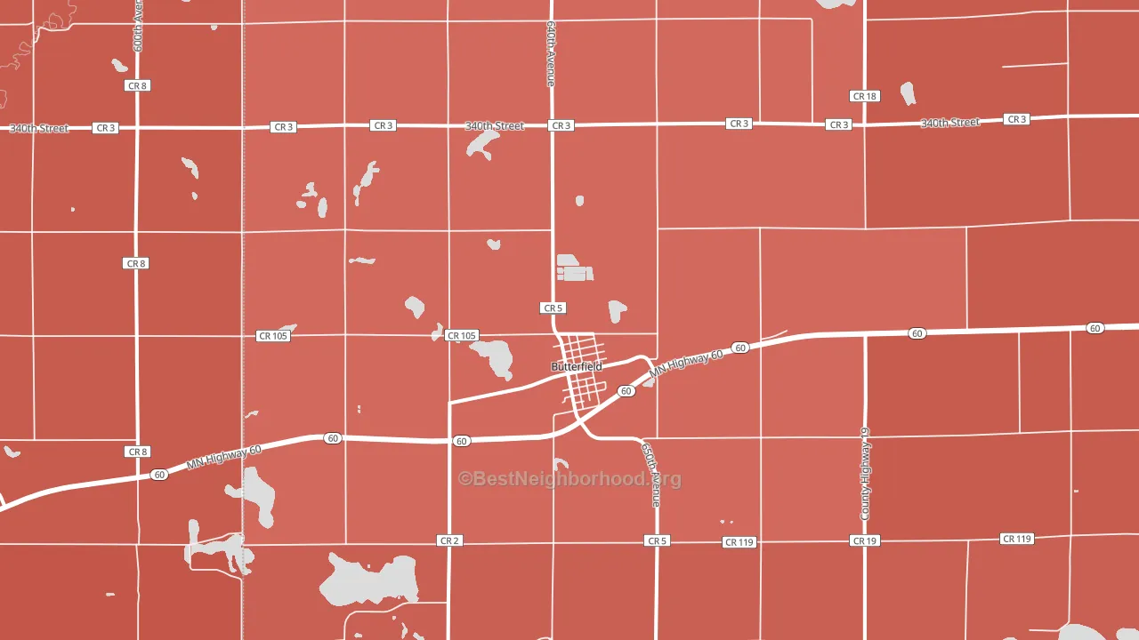 Butterfield, MN block-group political-lean map