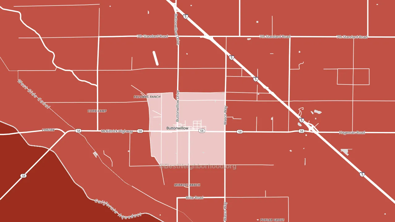 Buttonwillow, CA block-group political-lean map