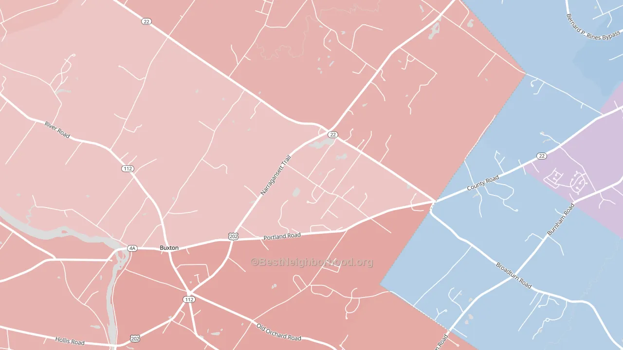 Buxton, ME block-group political-lean map