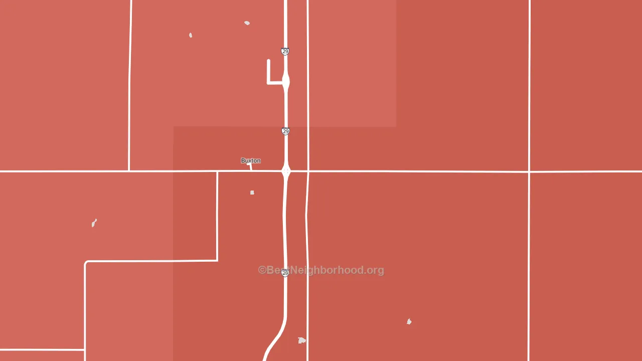Buxton, ND block-group political-lean map