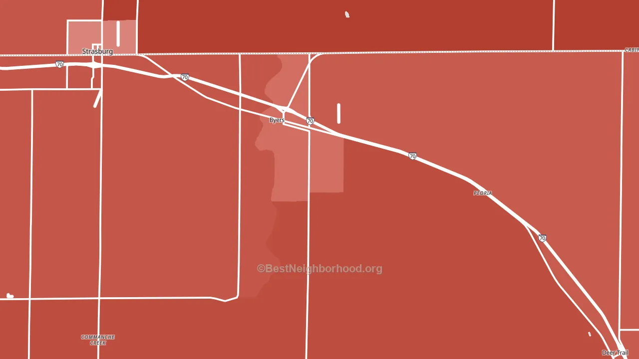 Byers, CO block-group political-lean map