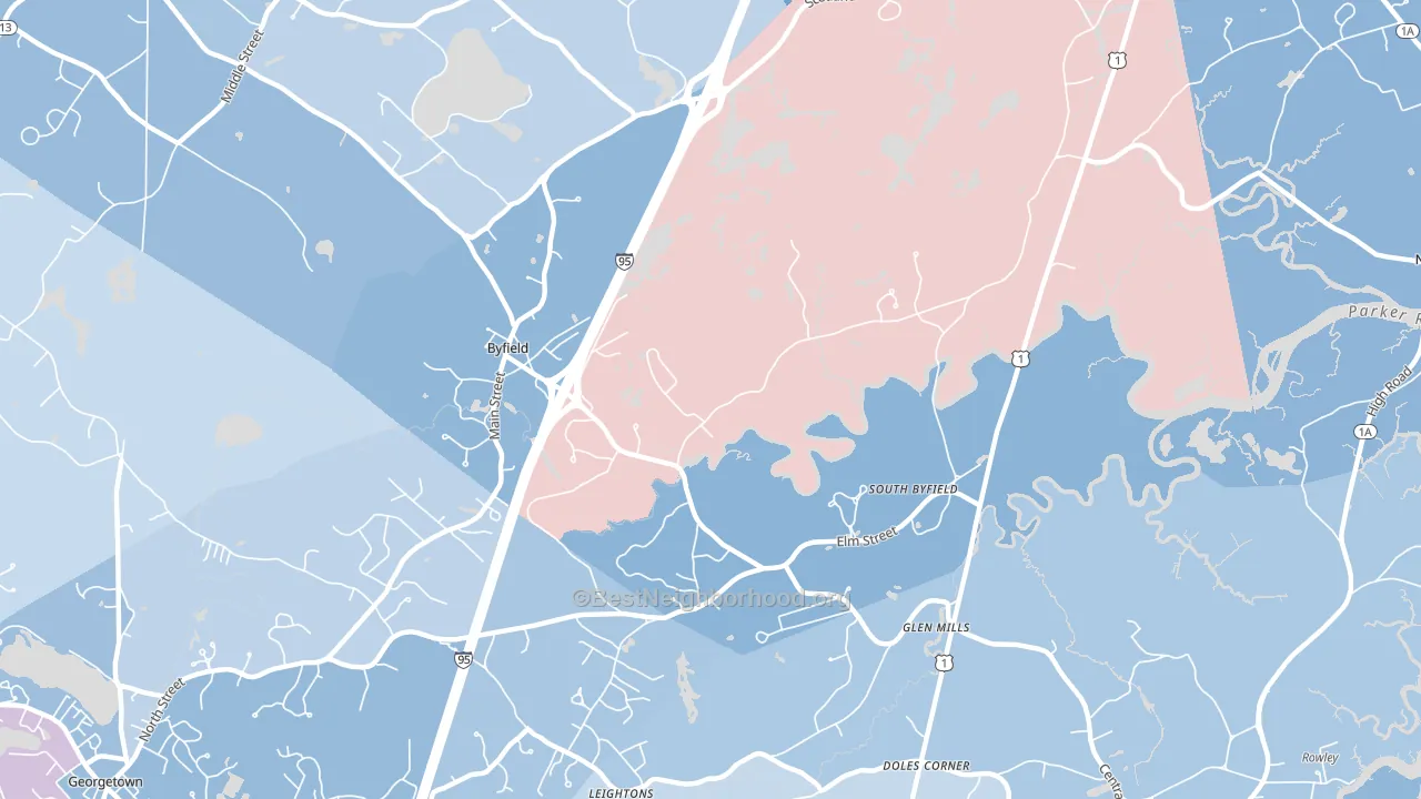 Byfield, MA block-group political-lean map
