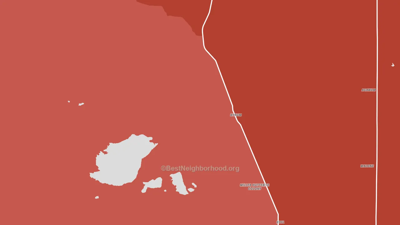 Bynum, MT block-group political-lean map
