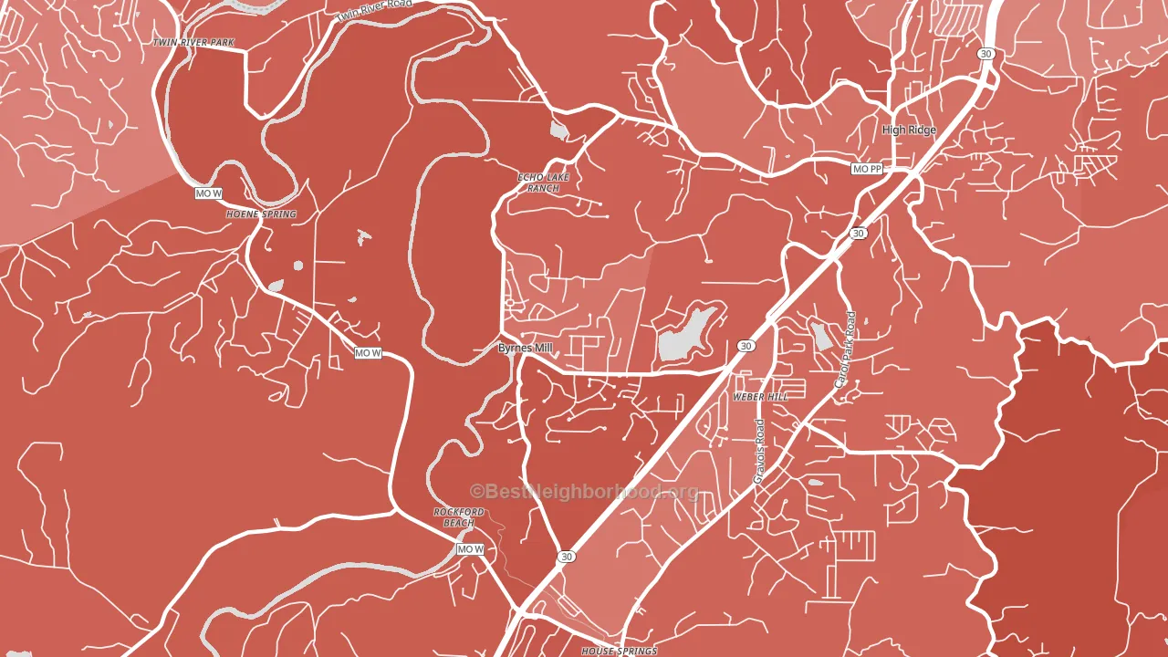 Byrnes Mill, MO block-group political-lean map