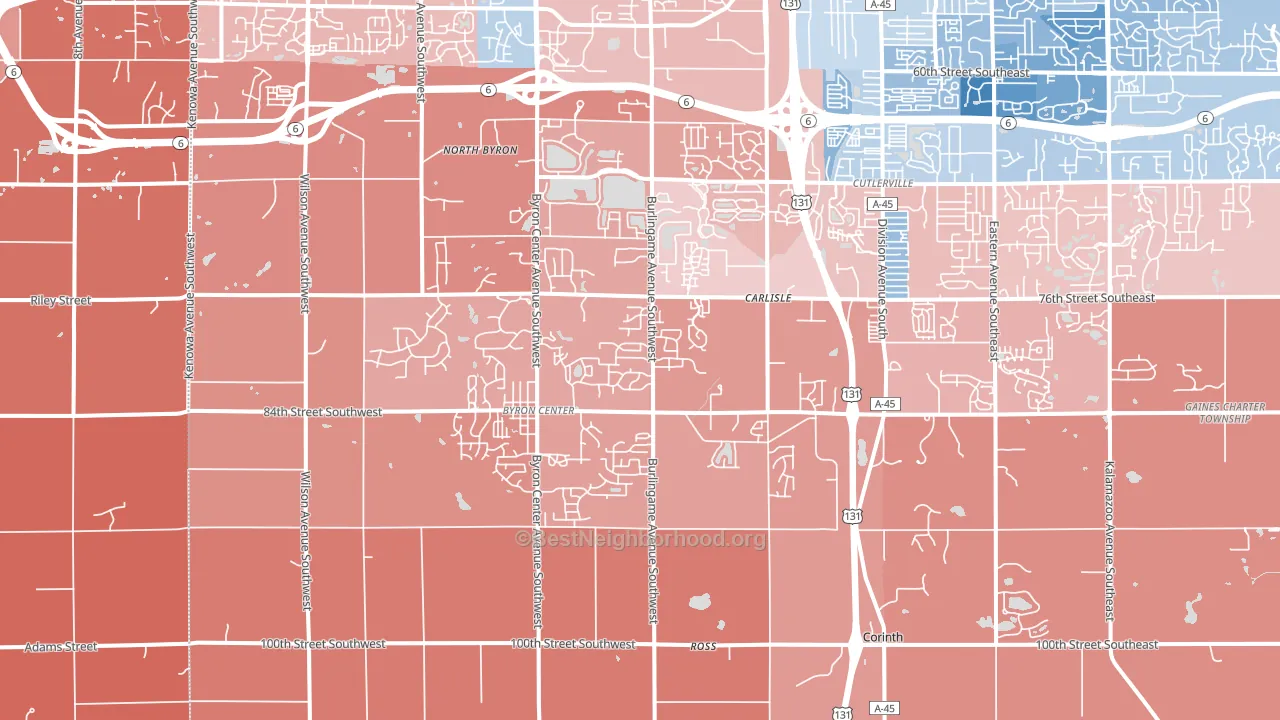 Byron Center, MI block-group political-lean map