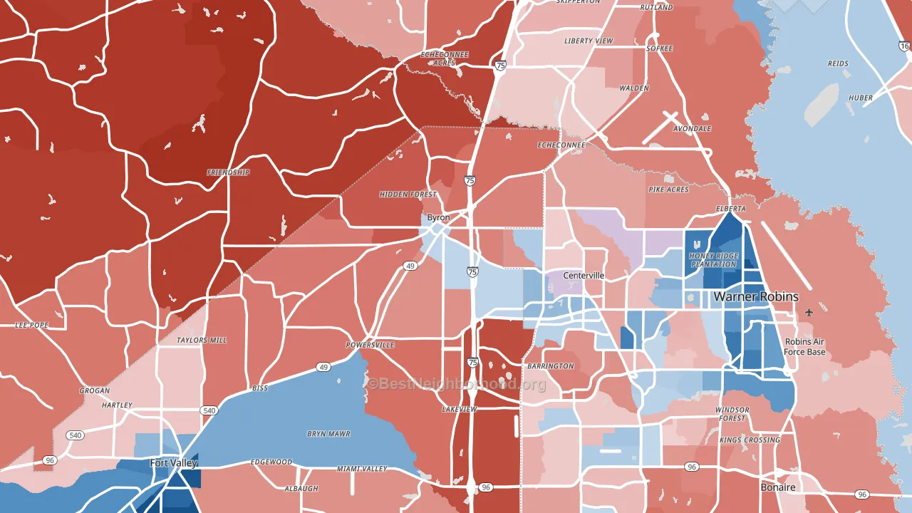 Byron, GA block-group political-lean map