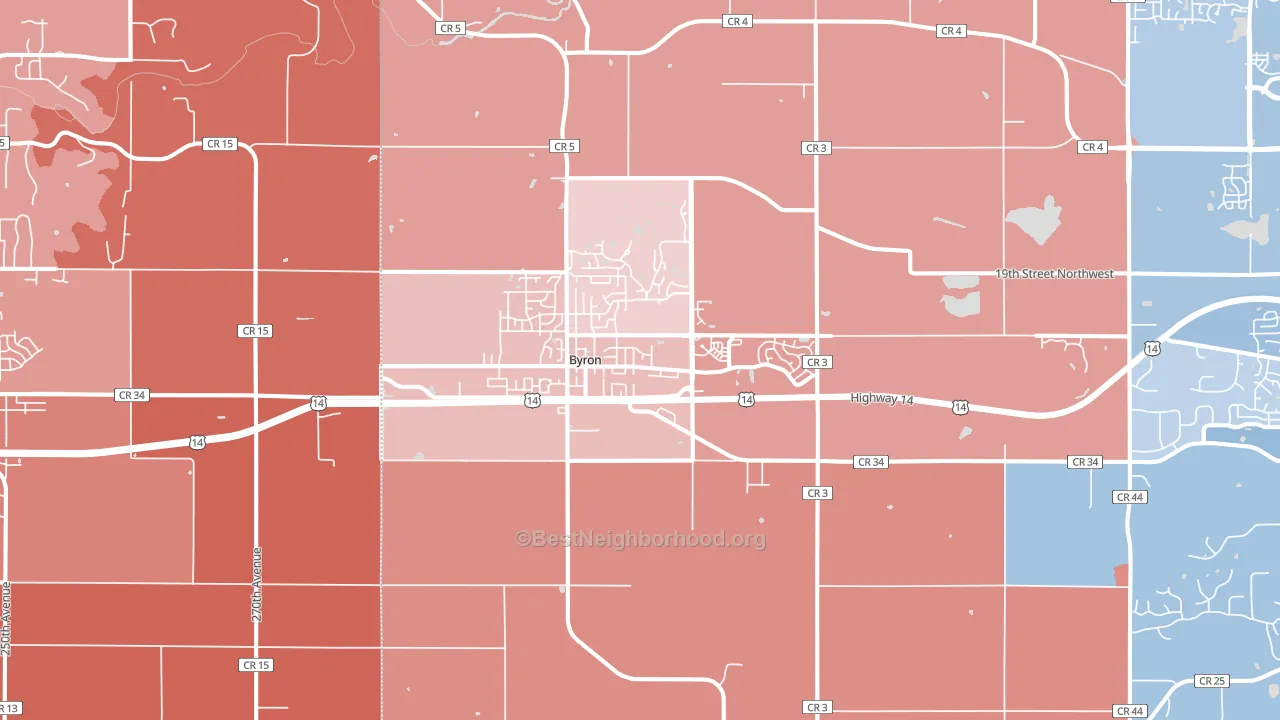 Byron, MN block-group political-lean map