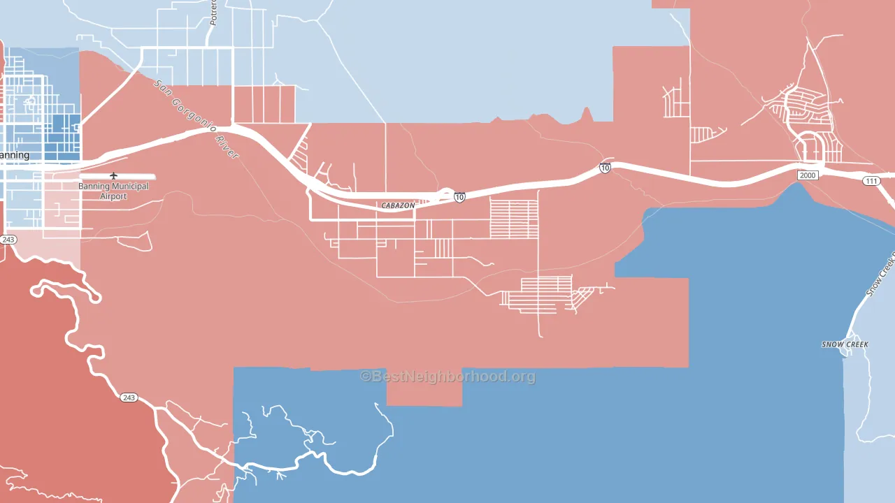Cabazon, CA block-group political-lean map