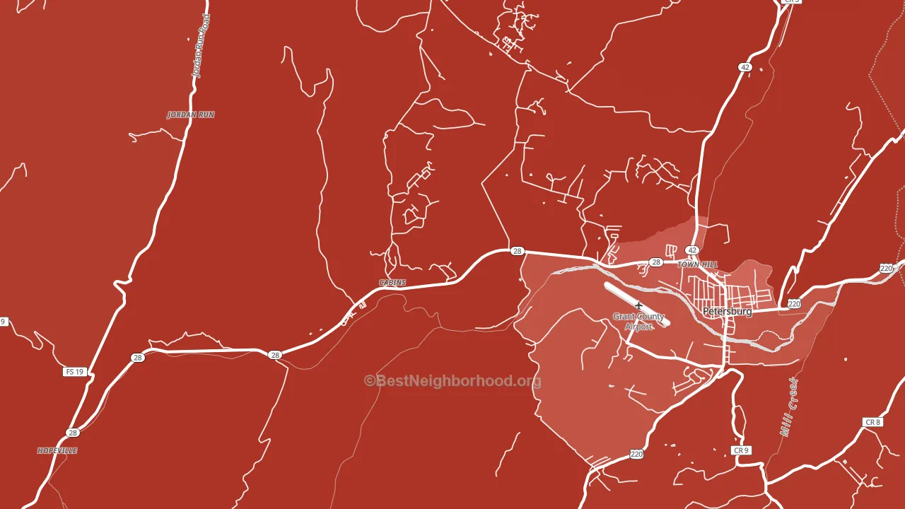 Cabins, WV block-group political-lean map
