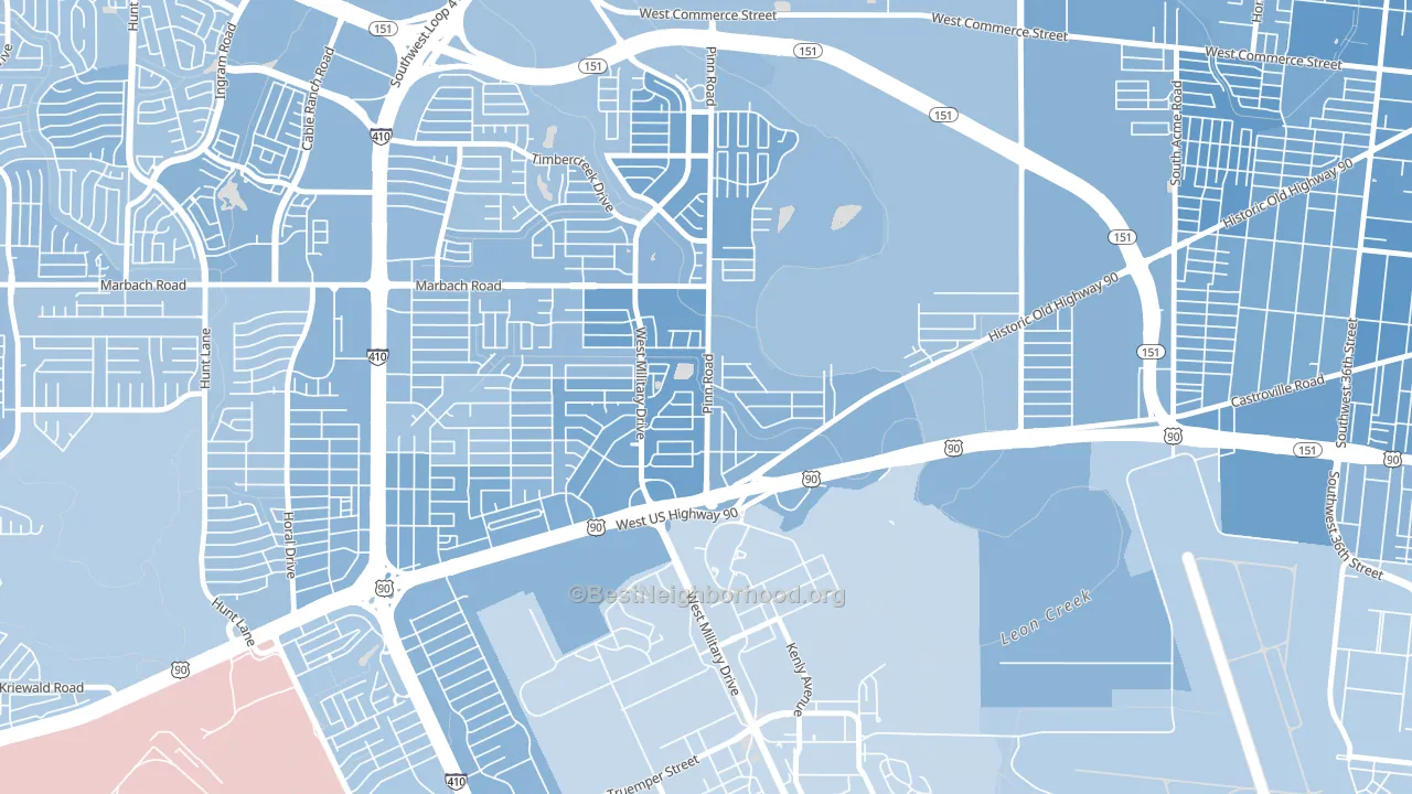 Cable-Westwood, San Antonio, TX block-group political-lean map