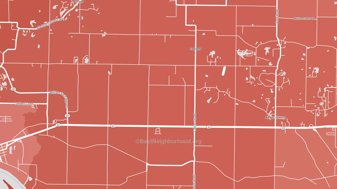 Caborn, IN block-group political-lean map