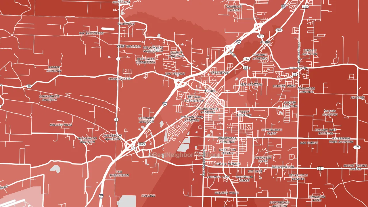 Cabot, AR block-group political-lean map