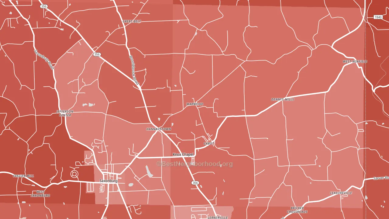 Cabot, PA block-group political-lean map