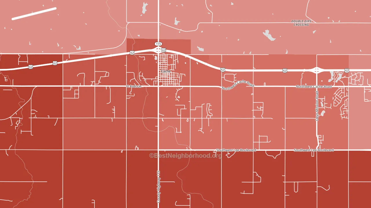 Cache, OK block-group political-lean map