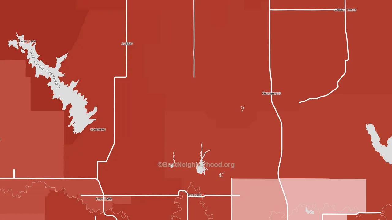 Caddo County, OK block-group political-lean map