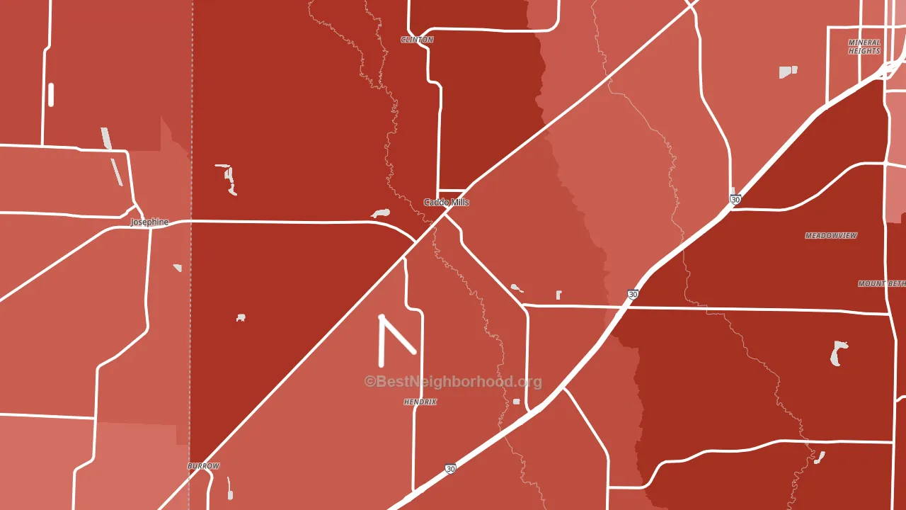 Caddo Mills, TX block-group political-lean map