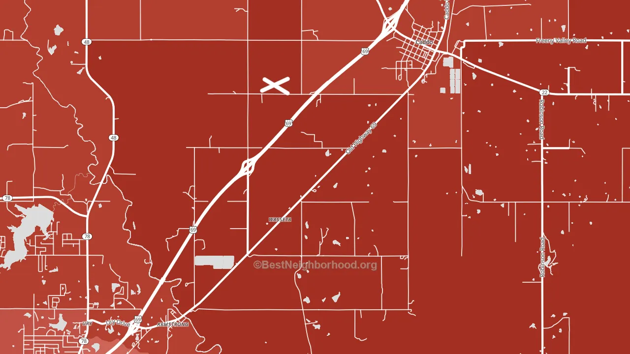 Caddo, OK block-group political-lean map