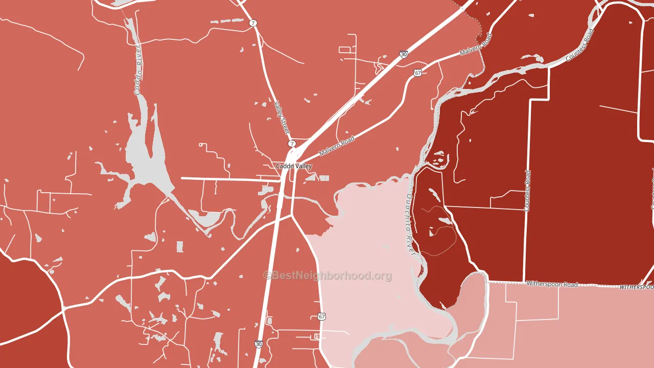 Caddo Valley, AR block-group political-lean map