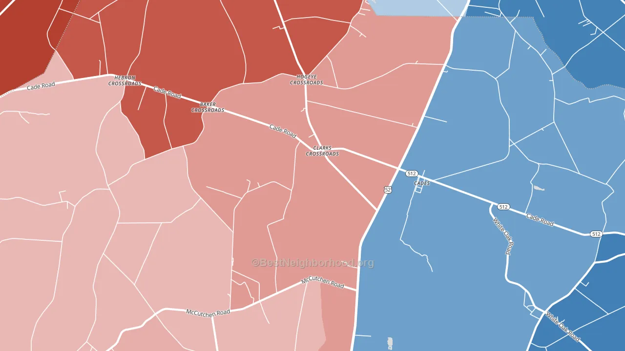 Cades, SC block-group political-lean map