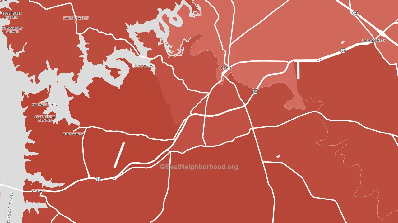 Cadiz, KY block-group political-lean map