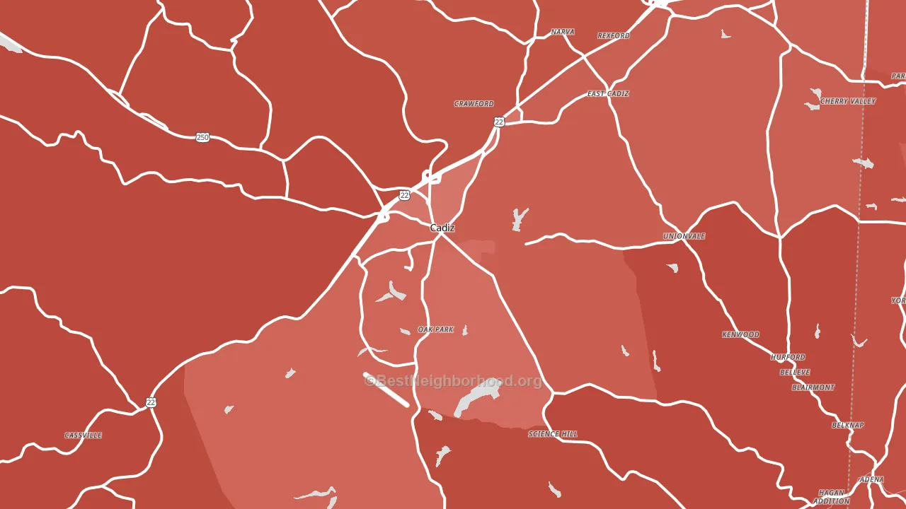 Cadiz, OH block-group political-lean map