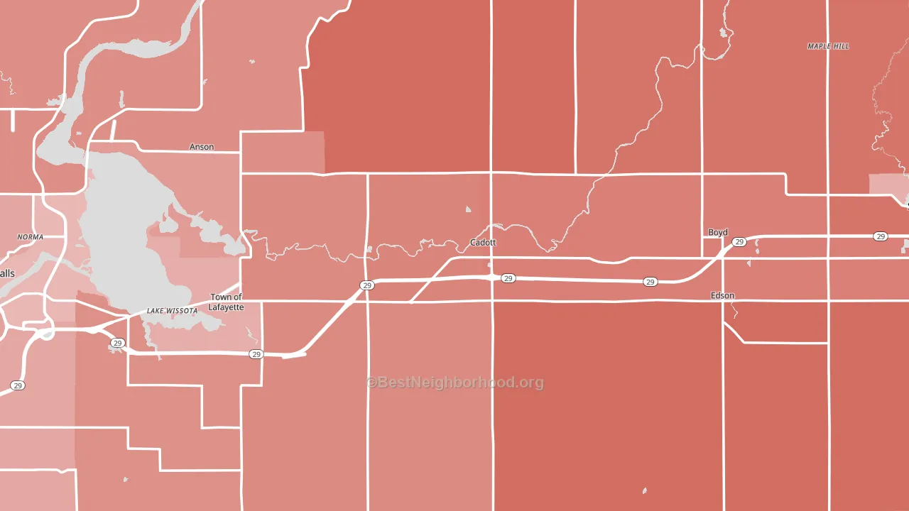 Cadott, WI block-group political-lean map