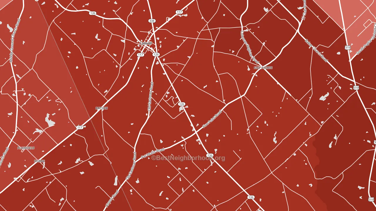 Cadwell, GA block-group political-lean map
