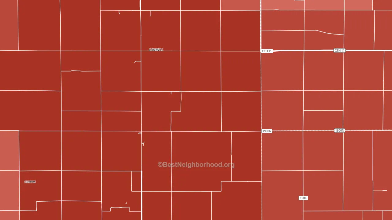 Cadwell, IL block-group political-lean map