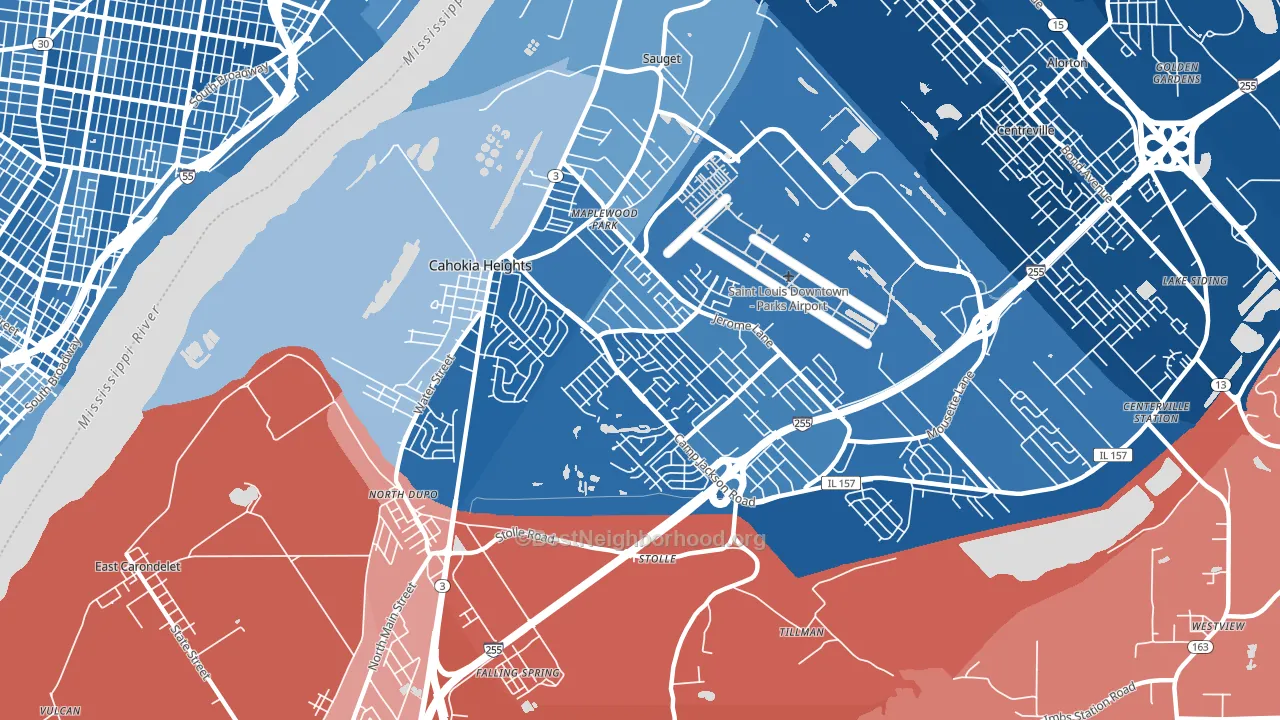 Cahokia, IL block-group political-lean map