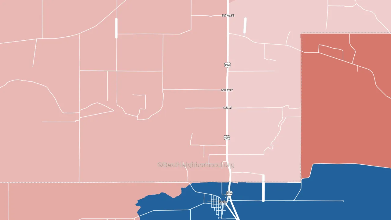 Caile, MS block-group political-lean map
