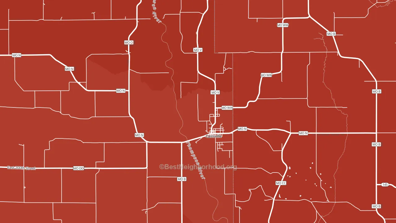 Cainsville, MO block-group political-lean map