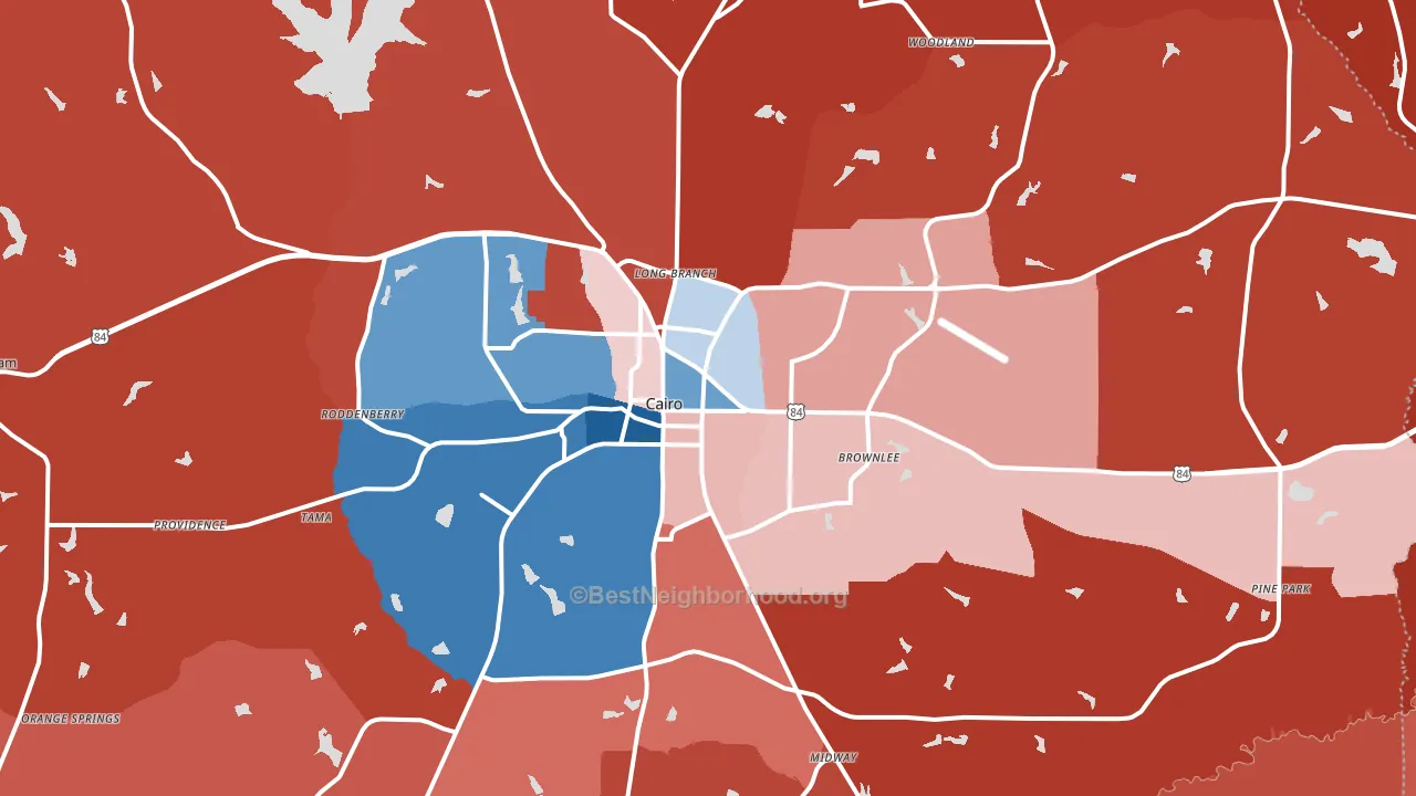 Cairo, GA block-group political-lean map