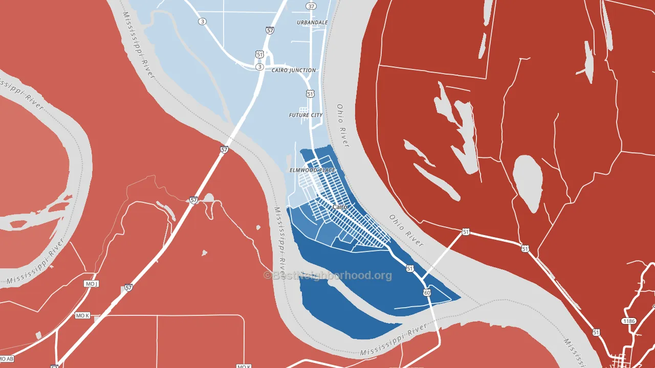 Cairo, IL block-group political-lean map