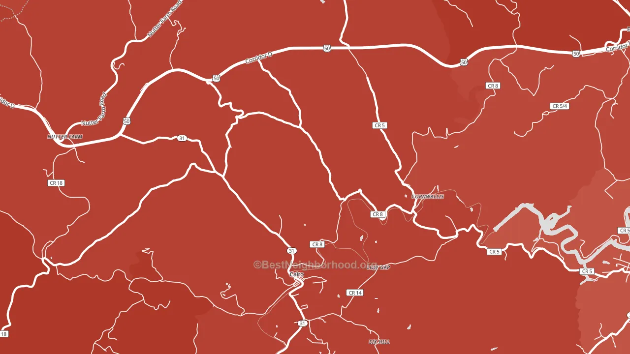 Cairo, WV block-group political-lean map
