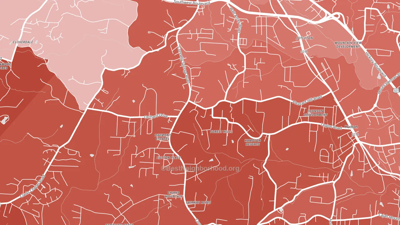 Cajahs Mountain, NC block-group political-lean map