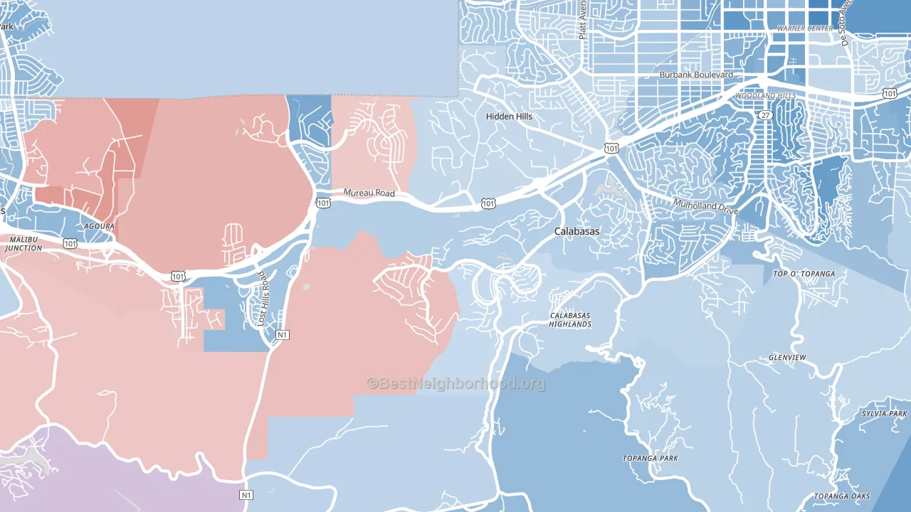 Calabasas, CA block-group political-lean map