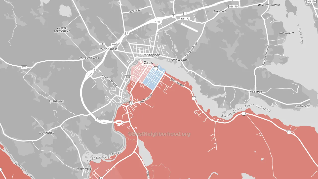 Calais, ME block-group political-lean map