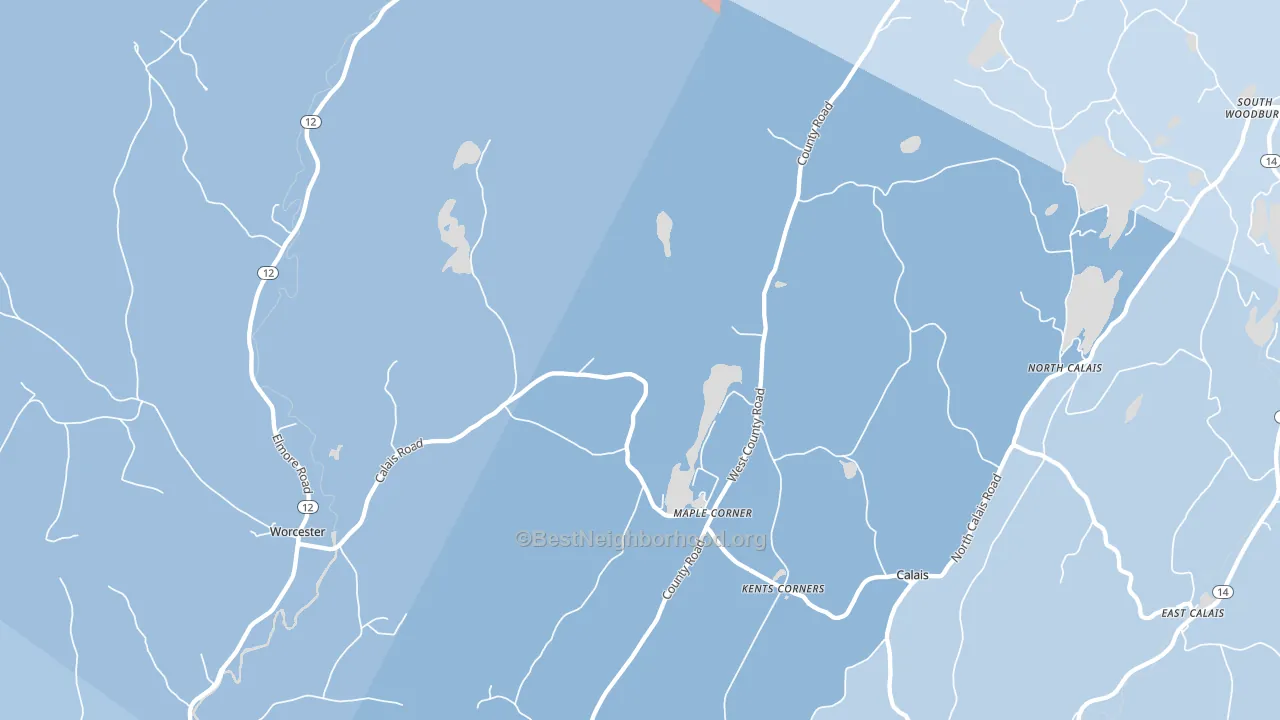 Calais, VT block-group political-lean map