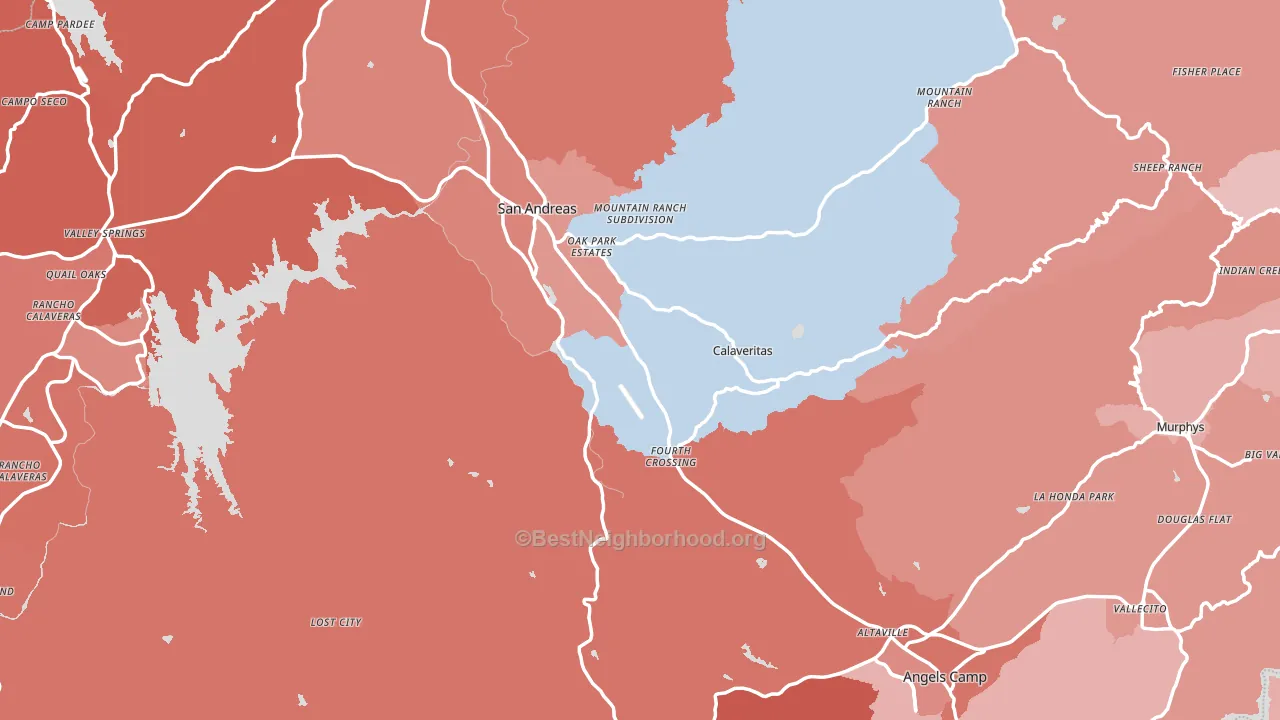 Calaveras County, CA block-group political-lean map