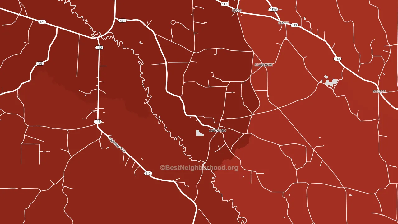 Calcasieu, LA block-group political-lean map