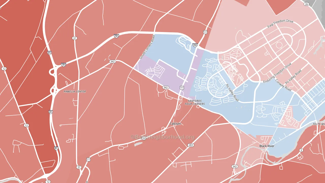 Calcium, NY block-group political-lean map