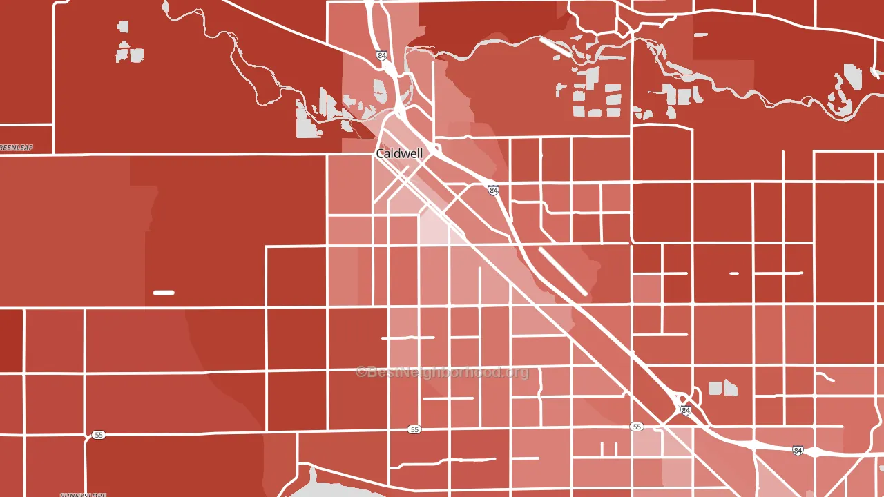 Caldwell, ID block-group political-lean map