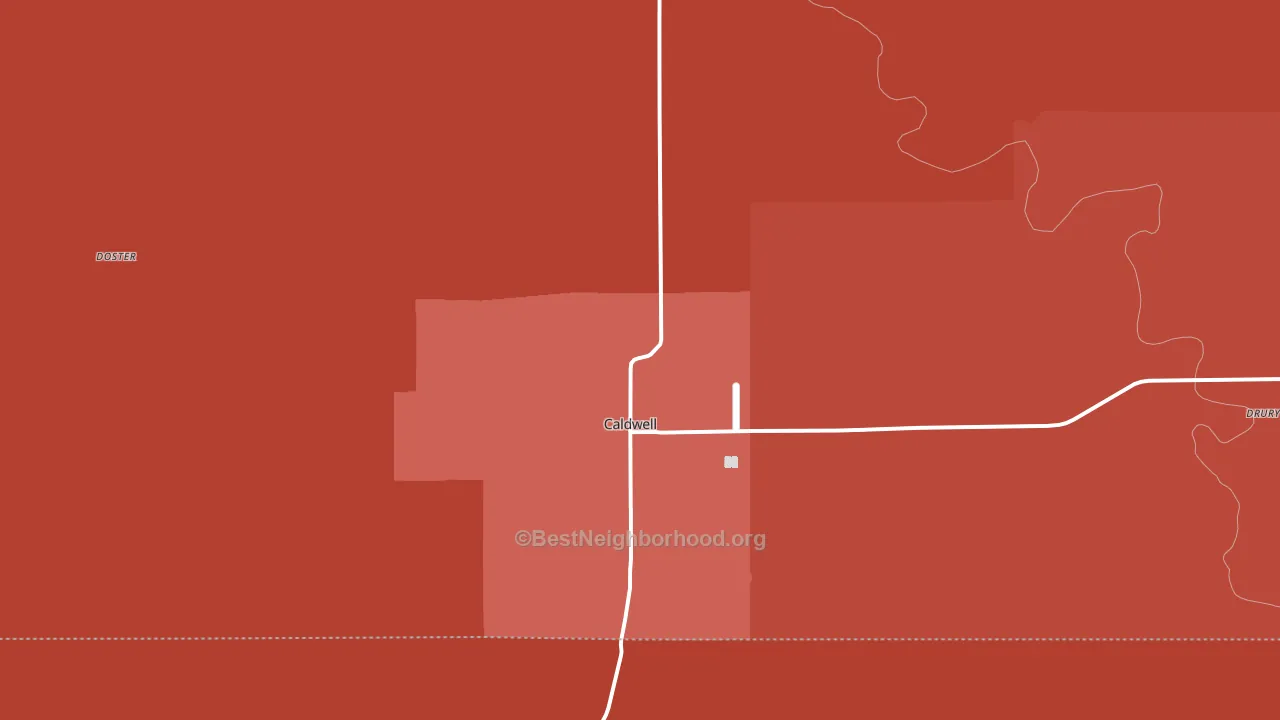 Caldwell, KS block-group political-lean map